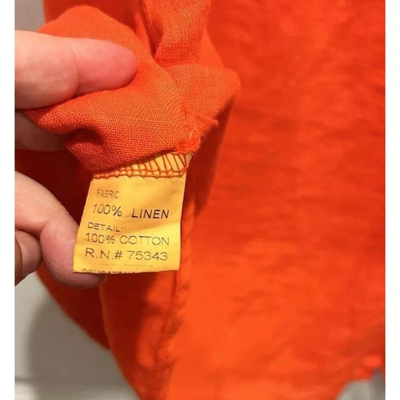Bellambra Linen Tunic Cap Sleeve Top Italy Orange Plus Size 2X Lagenlook Coastal - Picture 7 of 8